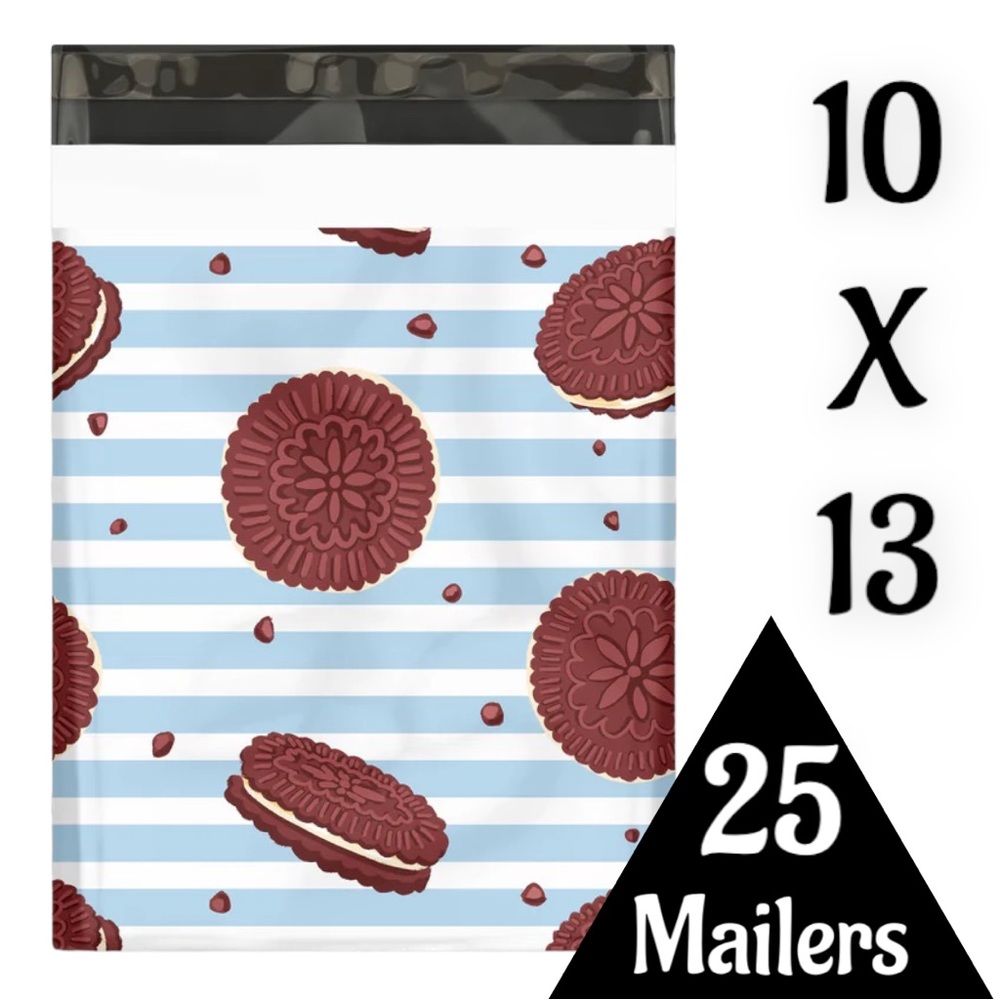 LAST ONE ☝🏻 25 10X13 Poly Mailers Cookies And Stripes, Shipping Envelopes - Picture 3 of 5